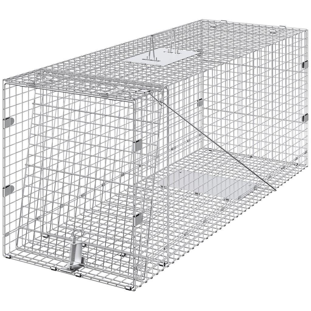 Live Animal Cage Trap, Humane Cat Trap Galvanized Iron, Folding Animal Trap With Handle For Stray Dogs, Armadillos, Raccoons, Marmots, Foxes