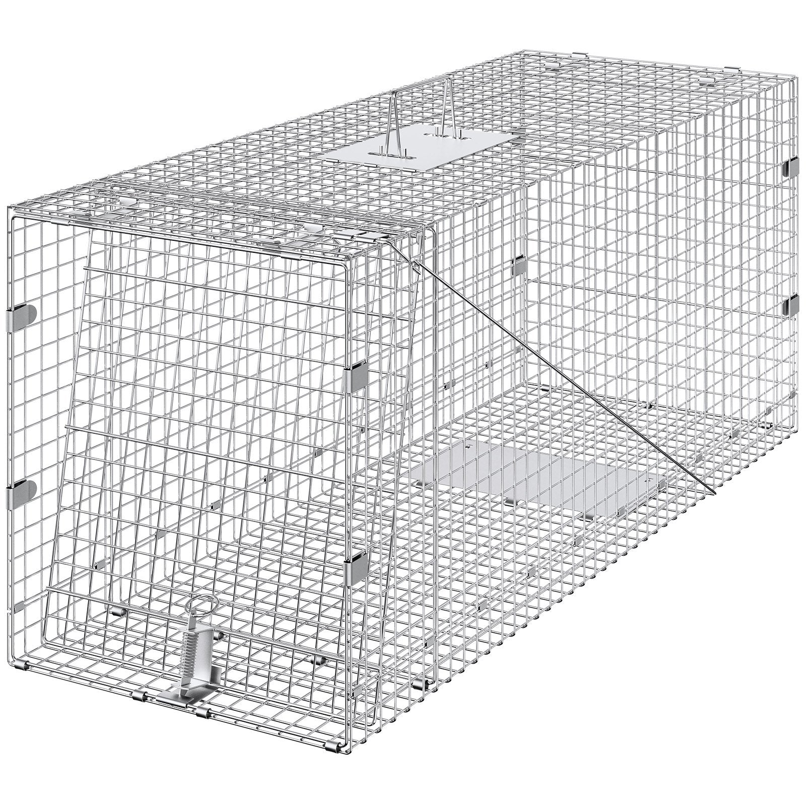 Live Animal Cage Trap, Humane Cat Trap Galvanized Iron, Folding Animal Trap With Handle For Stray Dogs, Armadillos, Raccoons, Marmots, Foxes