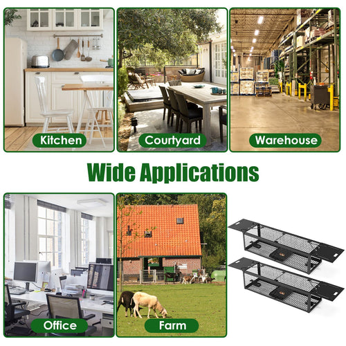 2Pack 15.35x4.72x3.94in 2-Door Humane Live Rat Trap Galvanized Iron Rodent Trap Cage Reusable For Home Garden Farm Warehouse