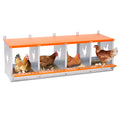 4-Bay Metal Nest Box-Wall Mount For Hens Ducks, Easy Egg   Assembly, Vented Galvanized Steel Coop Equipment Orange