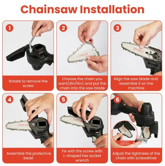3-in-1 Cordless Electric Pole Saw & Mini Chainsaw & Grass Trimmer Kit With Adjustable Length 2Pcs 21V 1500mAh Batteries 4in 6in Chains Saw Blade 5Pcs Plastic Blades