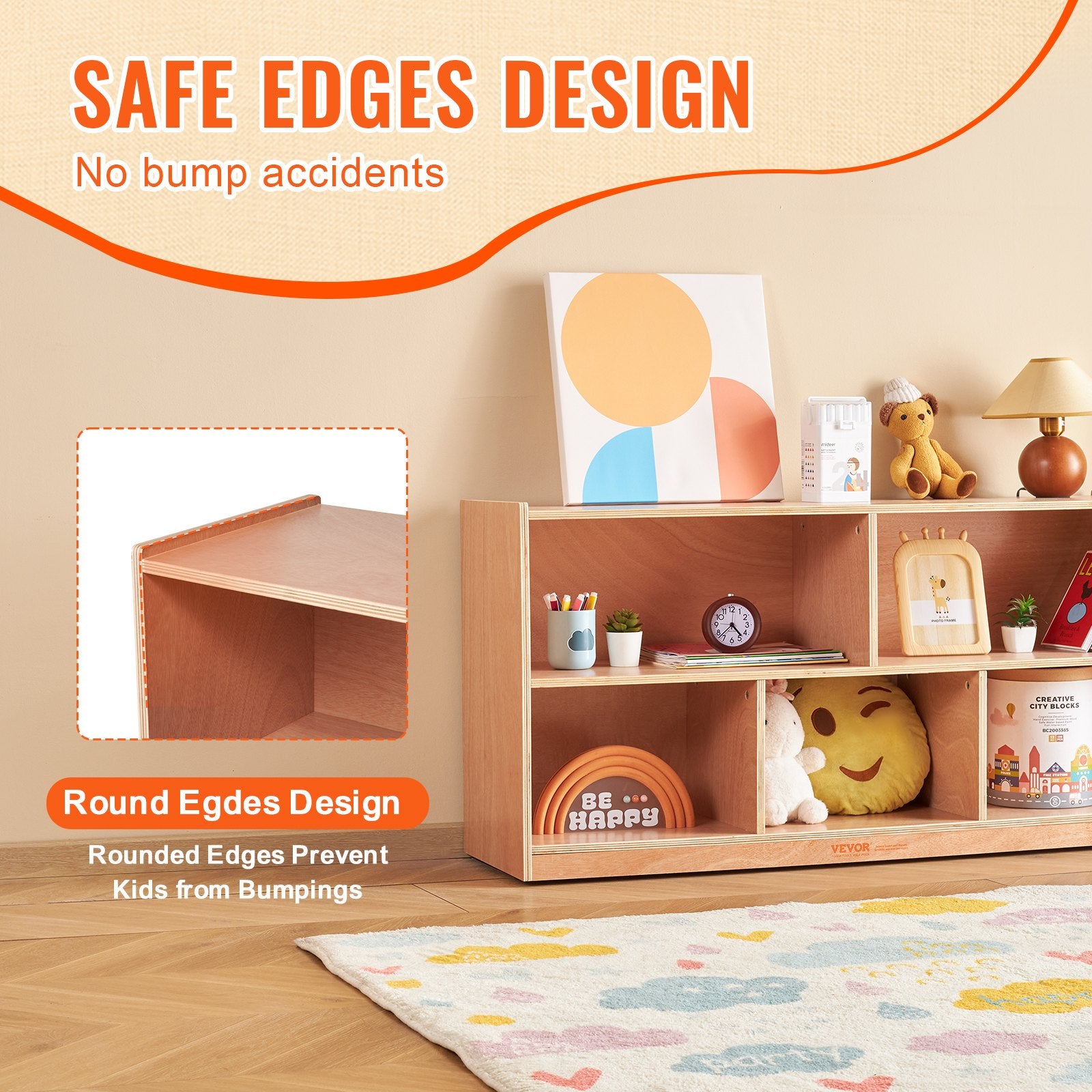 Cubby Mobile Tray Storage Cabinet, 5-Compartment Cubby Storage Shelf, Cubby Storage Cabinet 2-shelf, Classroom Cubbies, Classroom Furniture For Home, Daycare And Preschool, Natural