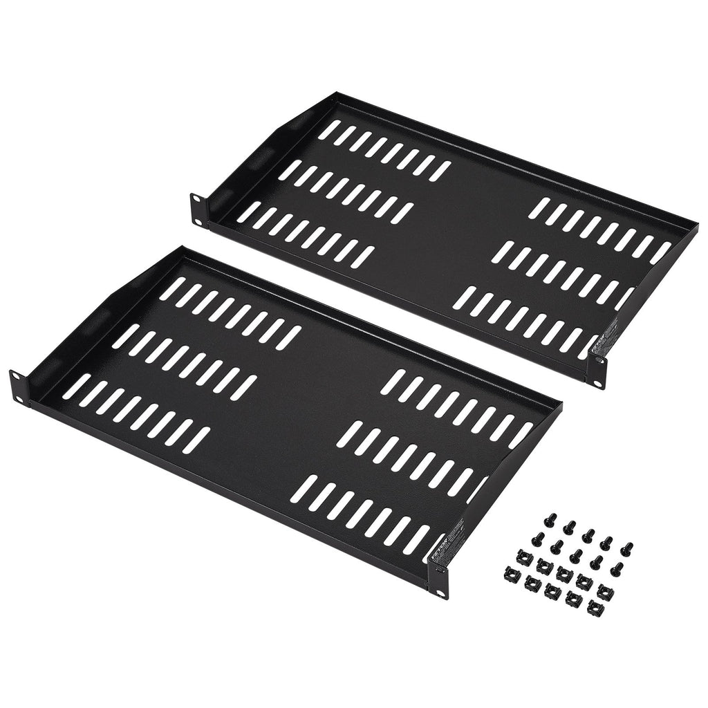 2PCS 1U Server Rack Shelf Depth Vented Rack Mount Shelf Tray