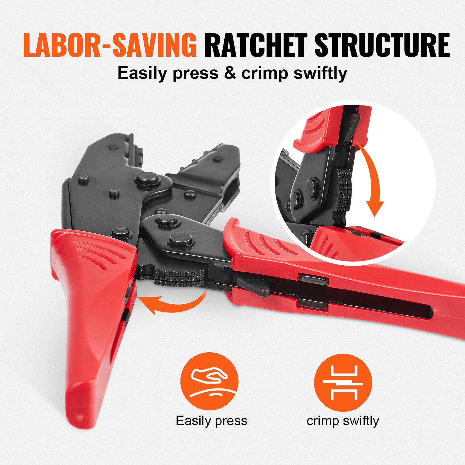 Ratcheting Crimping Tool Set For Insulated Electrical Connectors AWG22-10 With Wire Stripper And 210pcs Heat Shrink Tubes Labor-Saving Ratcheting Wire Crimp Pliers