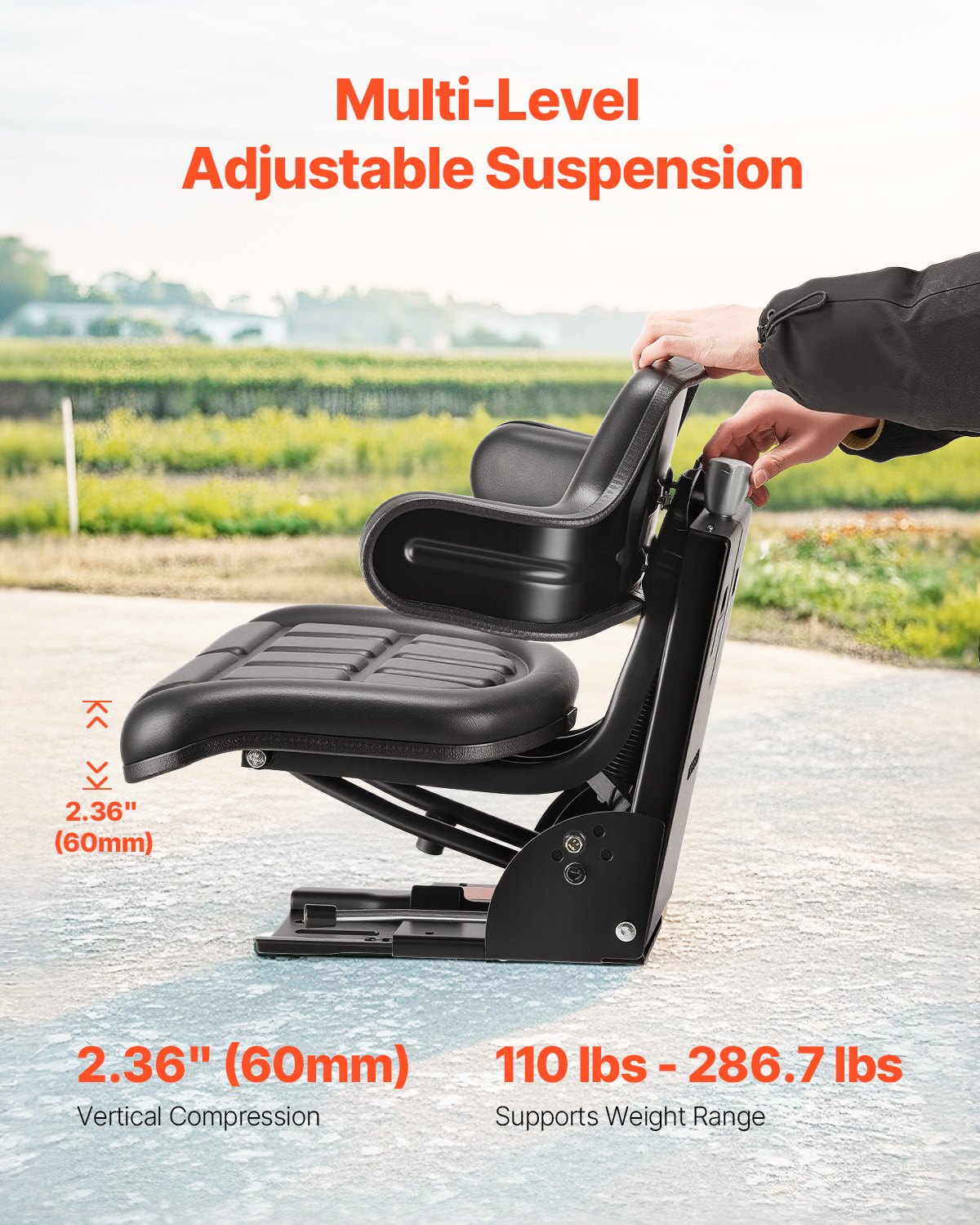 Universal Forklift Seat Wrap Around, Universal Tractor Seat With Micro Switch, Adjustable Tractor Suspension Seat With Tilt Fits For John Deere, Ford, Massey Ferguson, New Holland Tractor