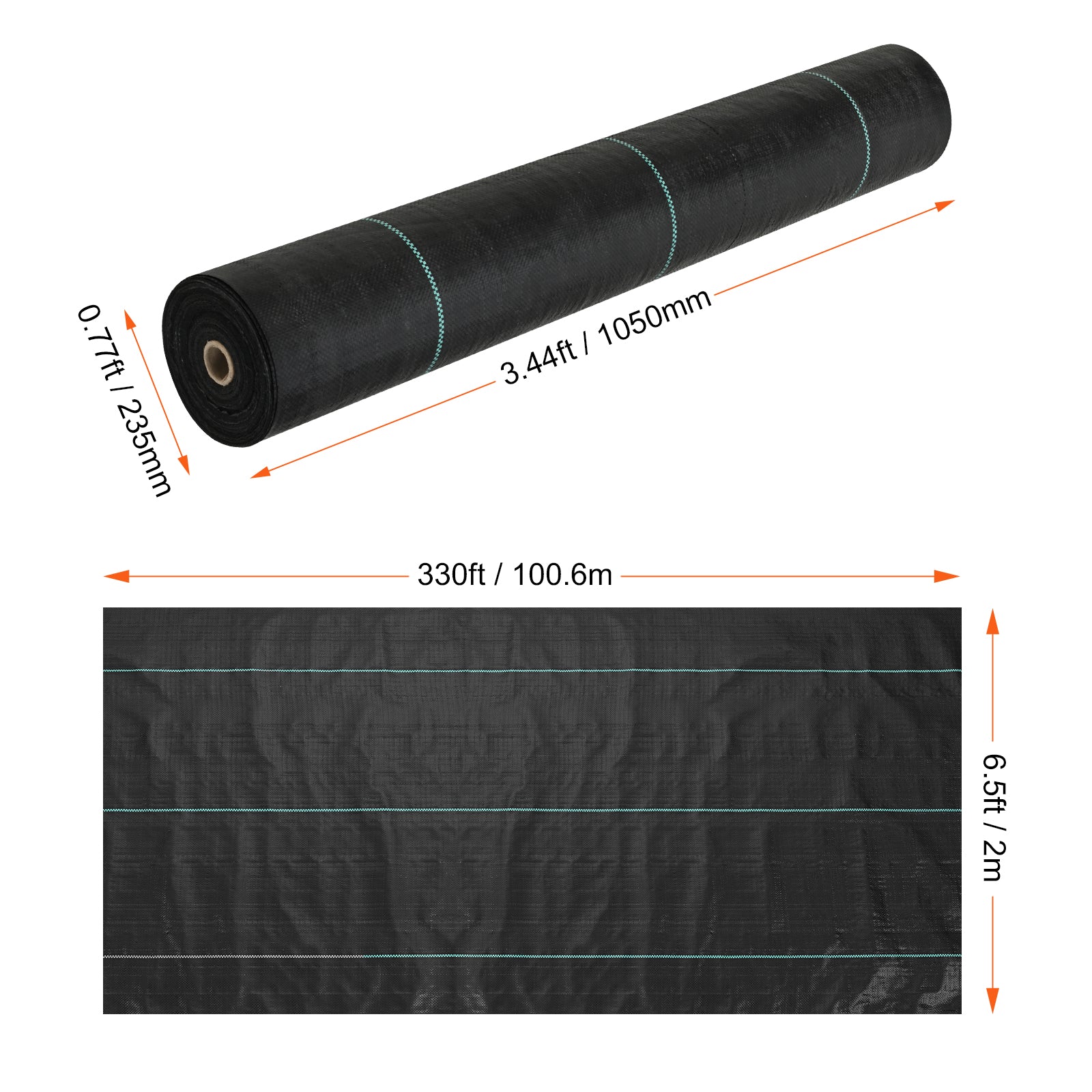 Weed Barrier Landscape Fabric 6.5 330FT Heavy Duty Woven Weed Control Mat