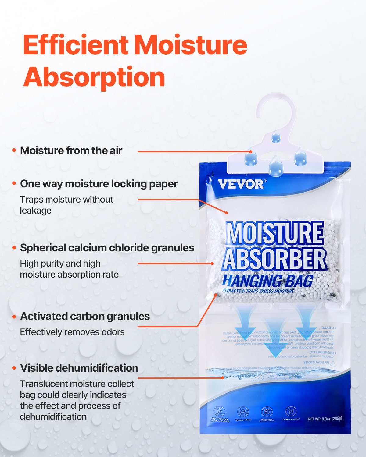 HangingMoisture Absorber, 9.3 Oz Hanging Closet Dehumidifier Bags 10 Packs, Fragrance FreeMoisture Bags In Wardrobes, Bedrooms, Bathrooms