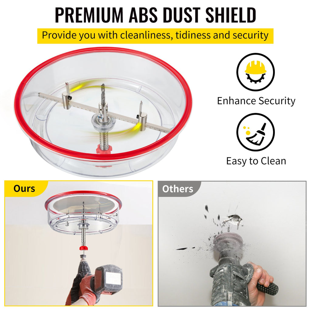Adjustable Hole Saw Cutter Kit, 1-5/8' To 11-13 /16' (40-300 Mm), Recessed Hole Saw With PC Dust Shield, Two Replaceable Pilot Drill Bits, For Recessed Lights, Ceiling Speakers, Vent Holes