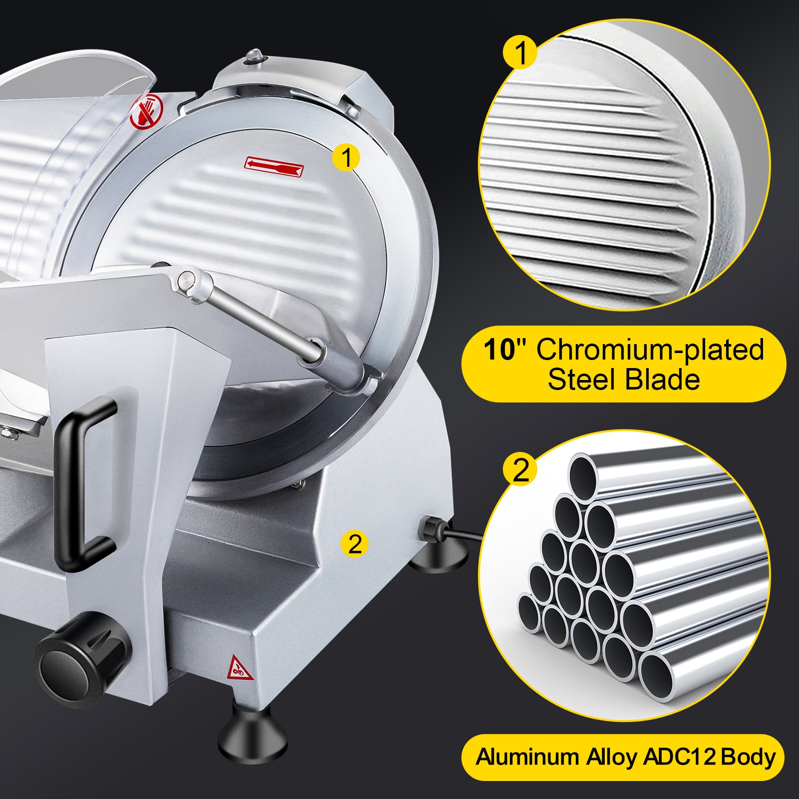 240W Commercial Meat Slicer, Electric Deli Food Slicer, Carbon Steel Blade Electric Food Slicer, 350-400RPM Meat Slicer, 0 - 0.47 Inch Thickness Adjustable For Commercial And Home Use