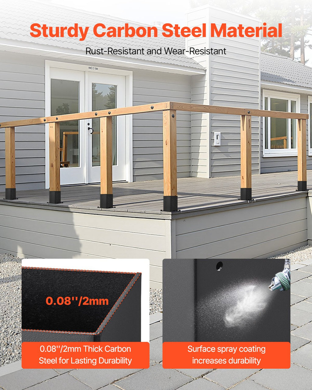4 Pack 6x6 Post Base Brackets Inner Size 5.6x5.6 Inch Wood Fence Post Anchor