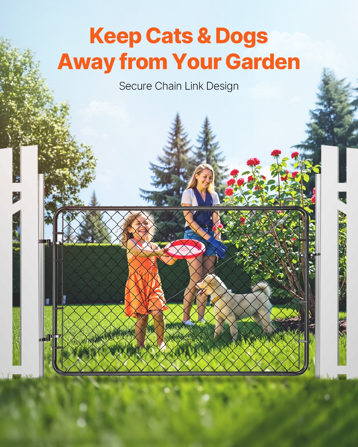 Chain Link Fence Gate Fit 2.2-6 X 6 Ft Adjustable Garden Gate Posts Not Included