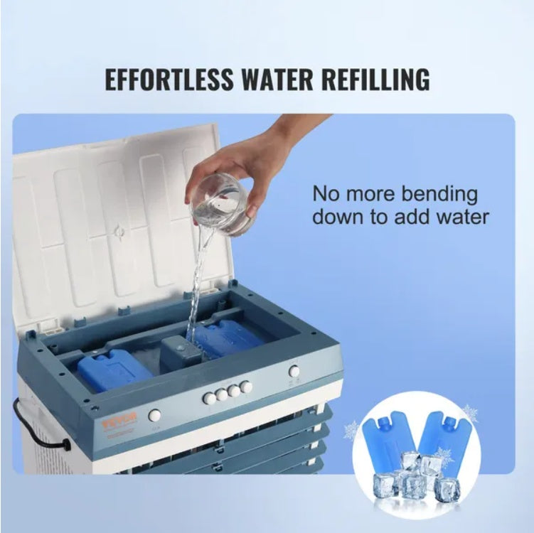 Evaporative Air Cooler, Oscillating Swamp Cooler With Adjustable 3 Speeds, Portable Air Cooler For Indoor Outdoor Use