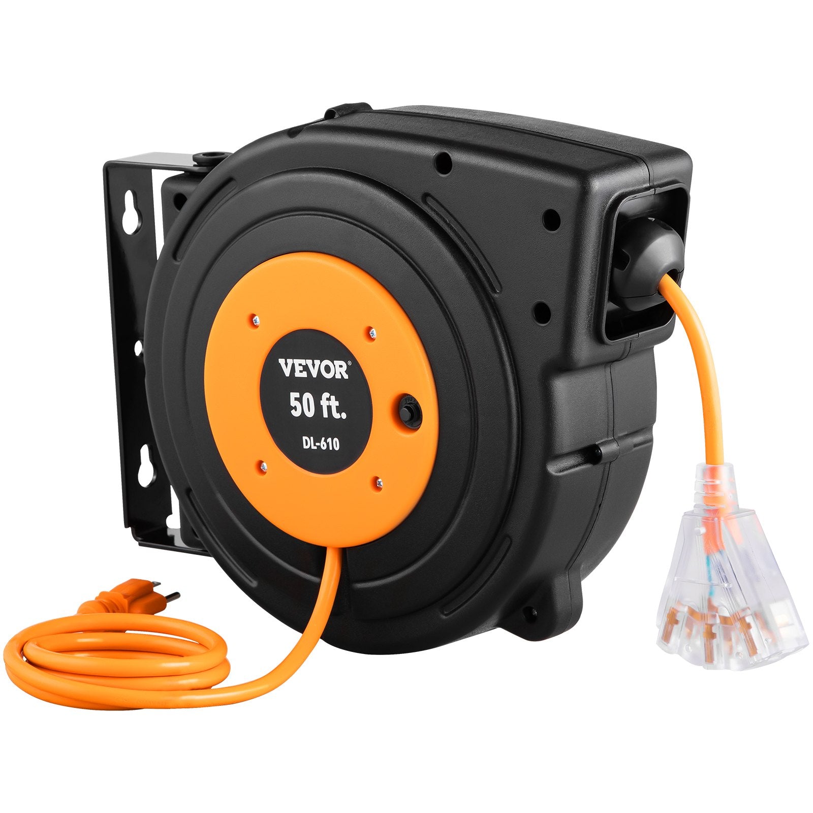 50ft Retractable Extension Cord Reel 14AWG 3CSJTOW Power Cord Reel