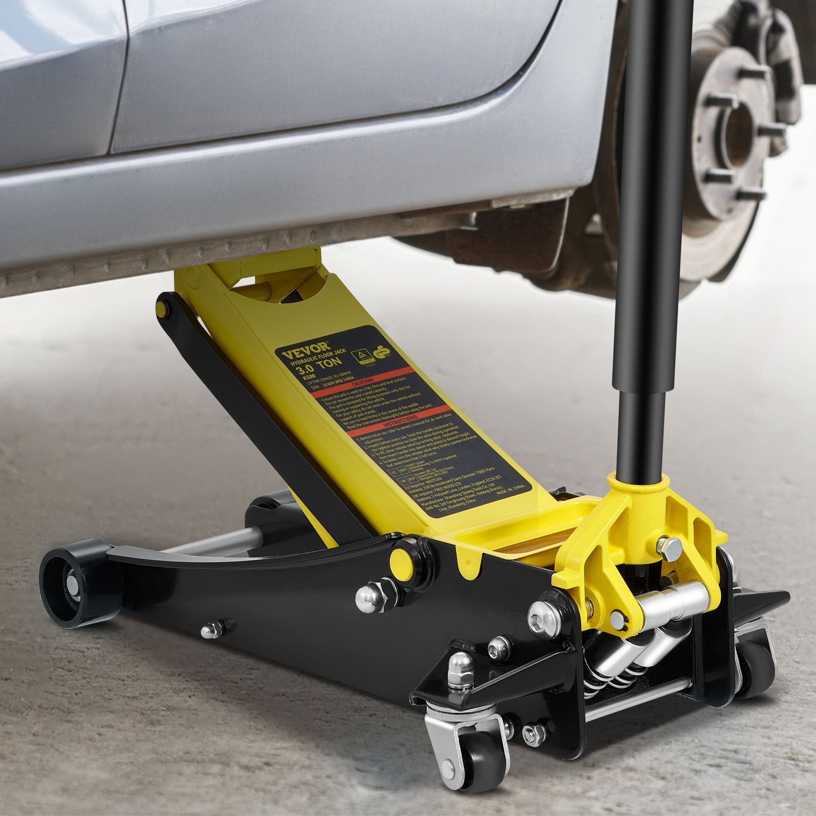 Floor Jack, 3 Ton Low Profile Floor Jack, Heavy-duty Steel Racing Floor Jack With Dual Pistons Quick Lift Pump, Floor Jack Lifting Range