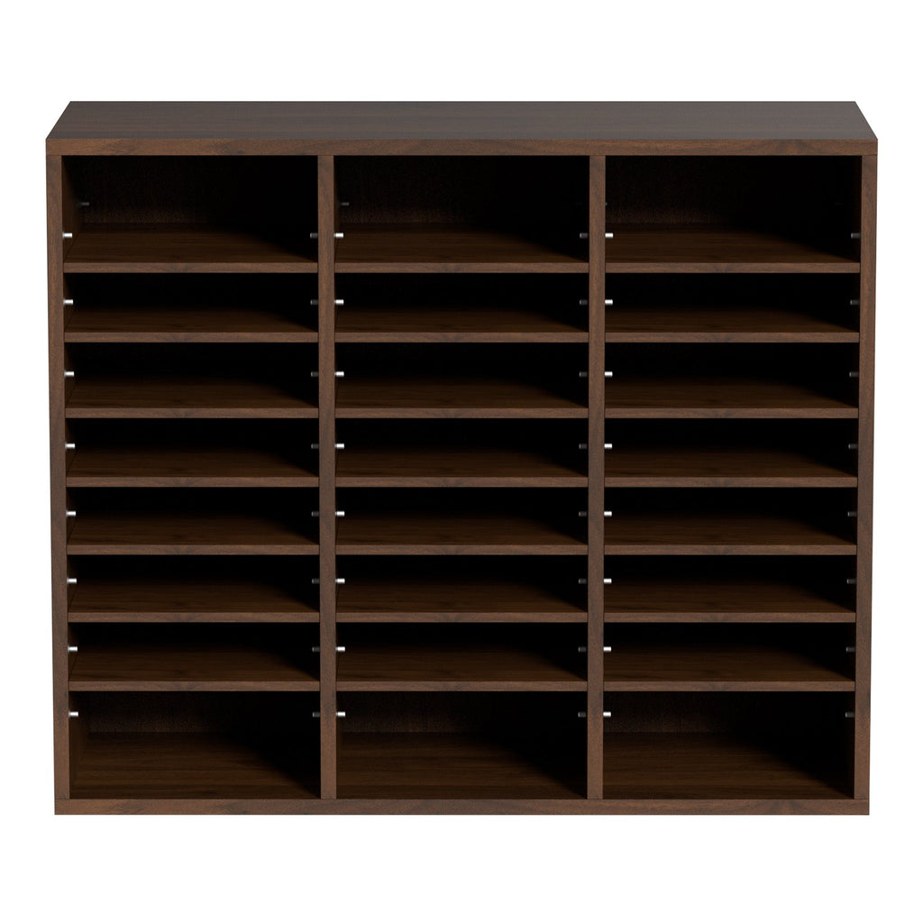 Literature Organizers, 24 Compartments Office Mailbox With Adjustable Shelves, Wood Literature Sorter 29x12x24.4 Inches For Office, Home, Classroom, Mailrooms Organization, EPA Certified, Brown
