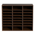 Literature Organizers, 24 Compartments Office Mailbox With Adjustable Shelves, Wood Literature Sorter 29x12x24.4 Inches For Office, Home, Classroom, Mailrooms Organization, EPA Certified, Brown