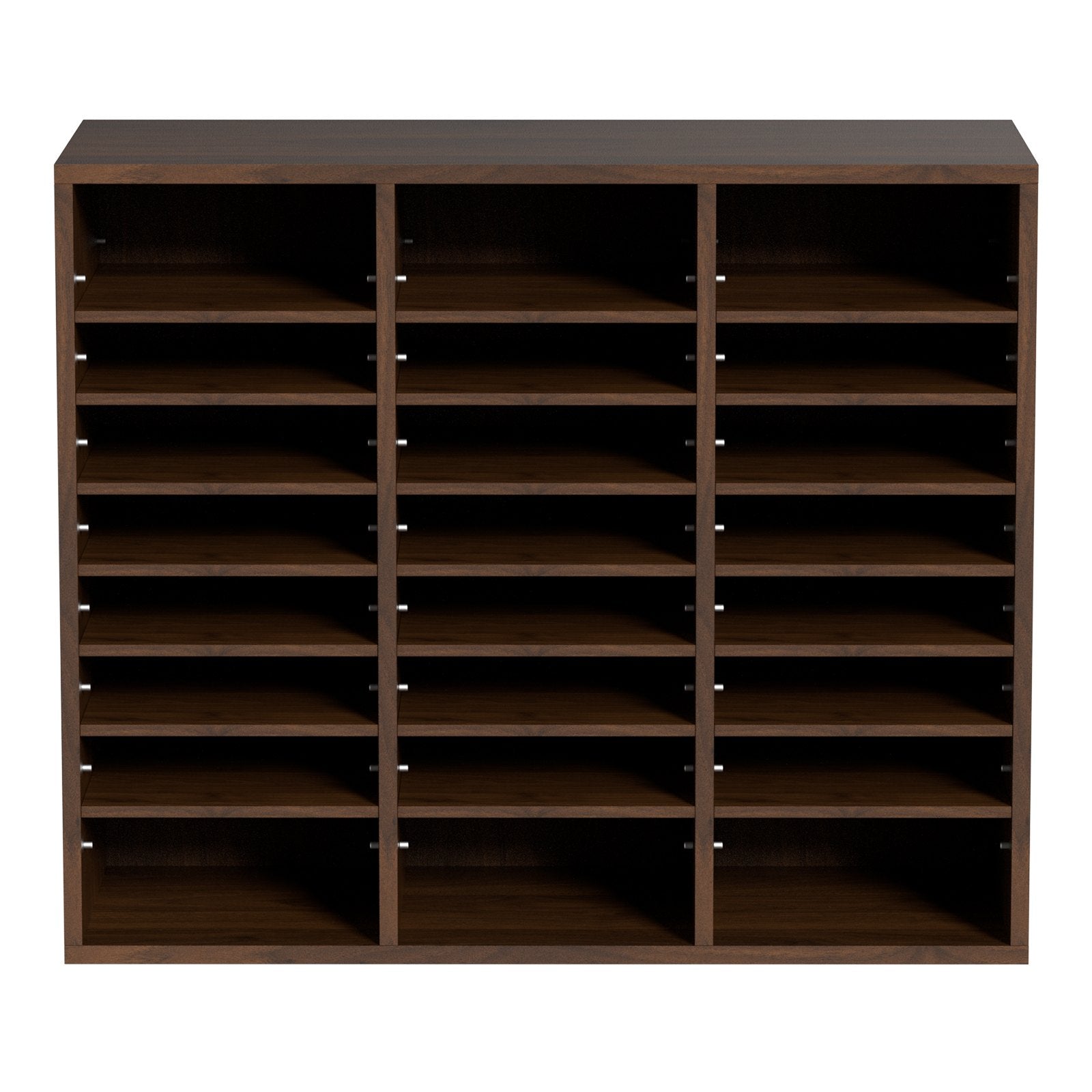 Literature Organizers, 24 Compartments Office Mailbox With Adjustable Shelves, Wood Literature Sorter 29x12x24.4 Inches For Office, Home, Classroom, Mailrooms Organization, EPA Certified, Brown