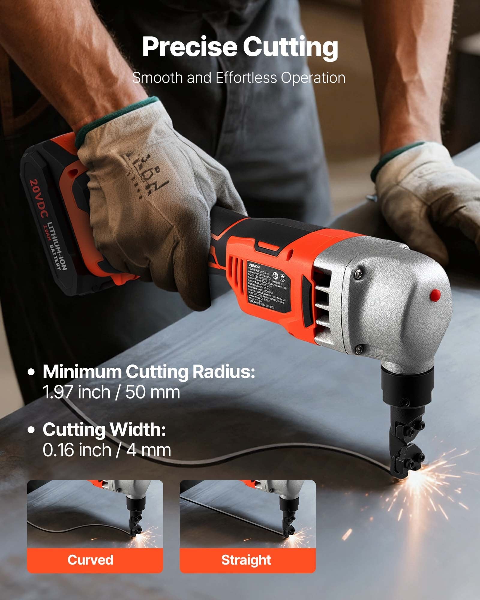 Cordless Metal Nibbler, With 18 V 2000 MAh Battery, 1200 RPM Brushless Motor, Electric Nibbler Metal Cutter With Plastic Carrying Case For Cutting Stainless Steel, Aluminum, And Copper Sheet