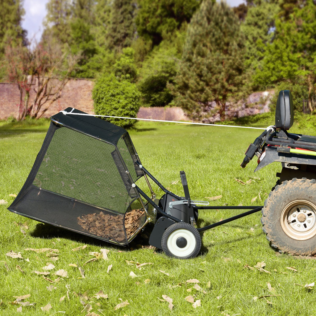 Tow-Behind Lawn Sweeper 42-inch Leaf Yard Collector 12 Cu.ft. Adjustable