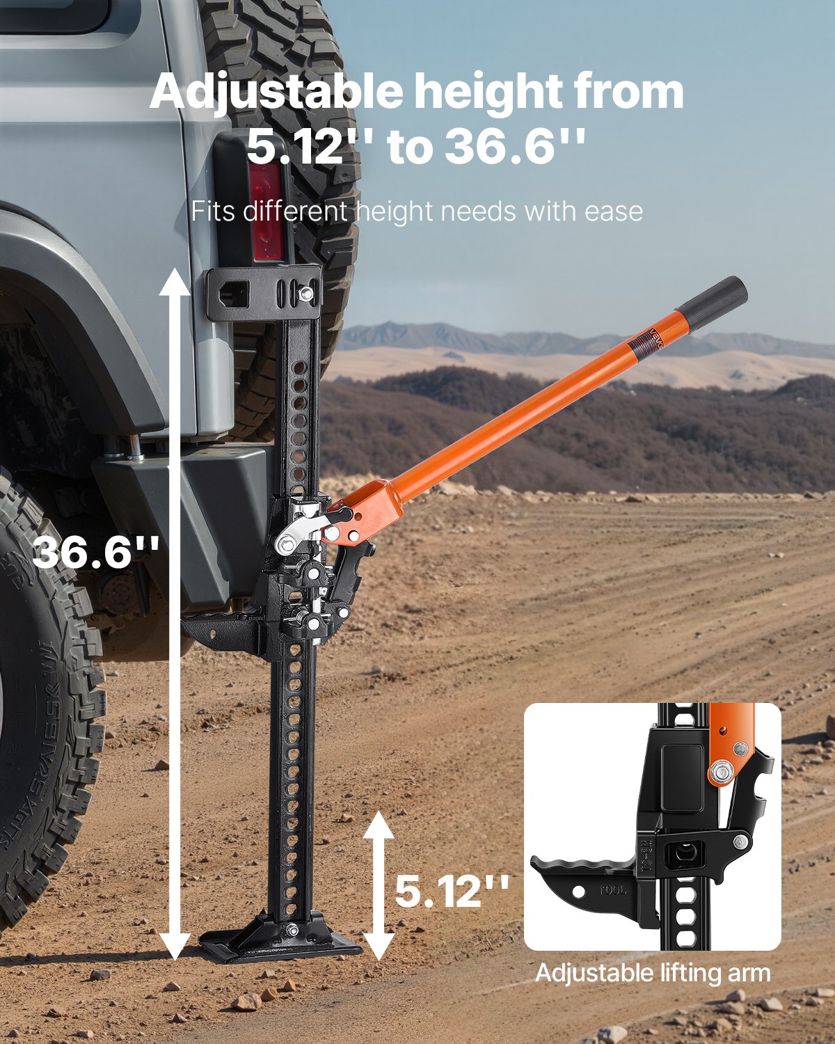 Farm Jack, 42" Utility High Lift Farm Jack, 3.18 Ton (7,000 Lbs) Capacity Ratcheting Off Road Utility Jacks, Heavy-Duty Lift Jacks With 5.12"-36.6" Lifting Range For Tractor, Truck, SUV