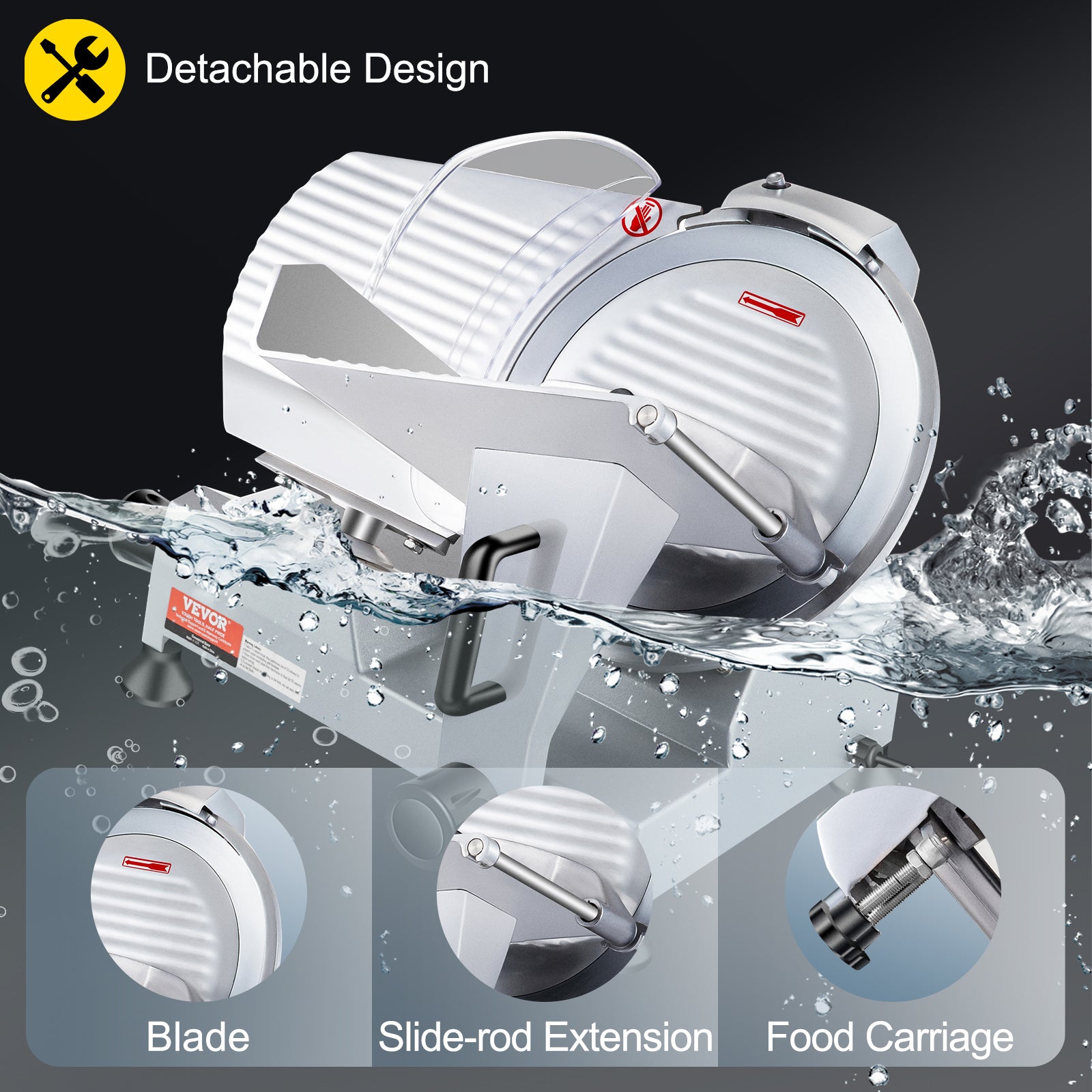 240W Commercial Meat Slicer, Electric Deli Food Slicer, Carbon Steel Blade Electric Food Slicer, 350-400RPM Meat Slicer, 0 - 0.47 Inch Thickness Adjustable For Commercial And Home Use