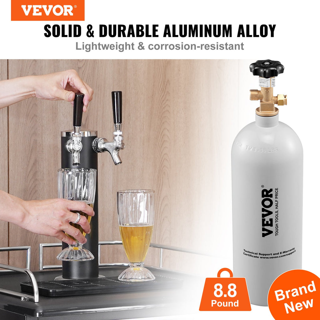 5 Lbs CO2 Tank Aluminum Gas Cylinder, Brand New CO2 Cylinder With Gray Spray Coating, CO2 Tank With CGA320 Valve, For Draft Soda Beer