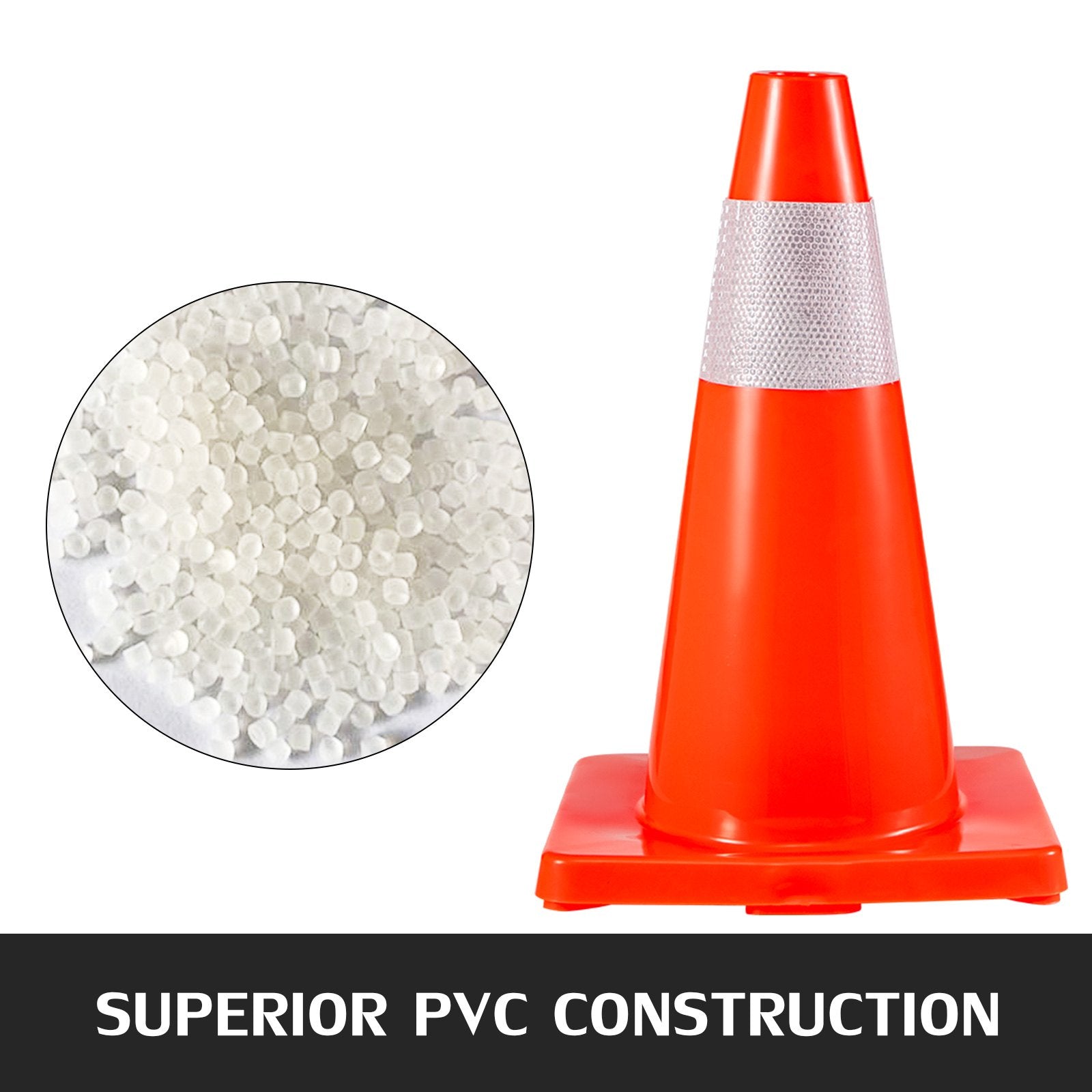 20Pack 18Traffic Cones, Safety Road Parking Cones PVC Base, Orange Traffic Cone With Reflective Collars, Hazard Construction Cones For Home Traffic Parking