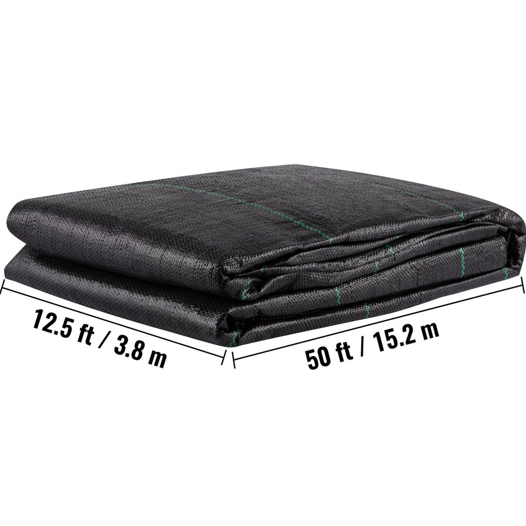 VEVOR Geotextile Fabric, 12.5 X 50 Ft 3.5oz Woven PP Driveway Drain Cloth W 600lbs Tensile Strength, Heavy Duty Underlayment For Soil Stabilization, Landscaping, Weed Barrier, 12.5FT50FT-3.5OZ, Black