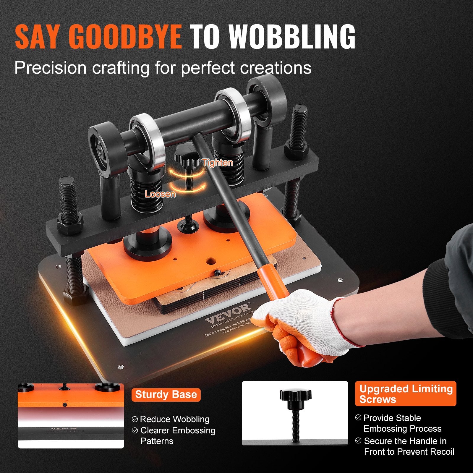 Leather Cutting Machine, 10.2 X 5.9 In Embossing Plate Manual Die Cutter, 0.47 In Pressure Stroke Dual Guide Shafts Die Cut Machine, Leather Embossing Machine For Various Of Materials