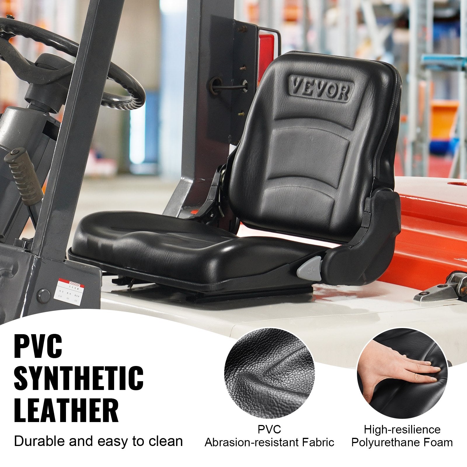 Universal Forklift Seat, Fold Down Tractor Seat With Adjustable Angle Back And Micro Switch, 6.3-13.4 Inch Extended Slot Comfortable Forklift Seat For Tractor Loader Excavator