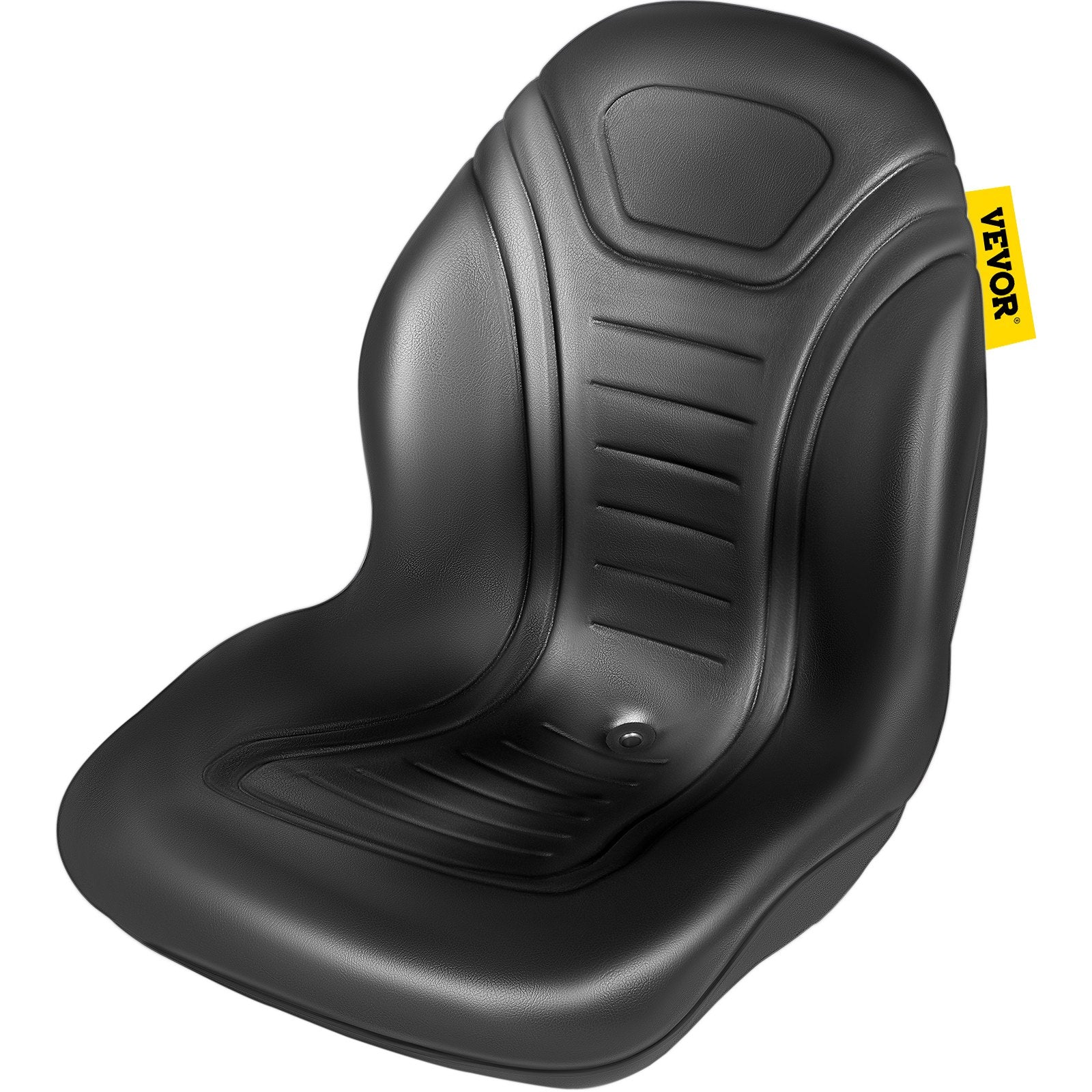 Universal Lawn Tractor Seat Replacement, Compact High Back Mower Seat, Black Vinyl Forklift Seat, Central Drain Hole Skid Steer Seat With Mounting Bolt Patterns Of 8\" X 11.5\" & 11.25\" X 11.5\