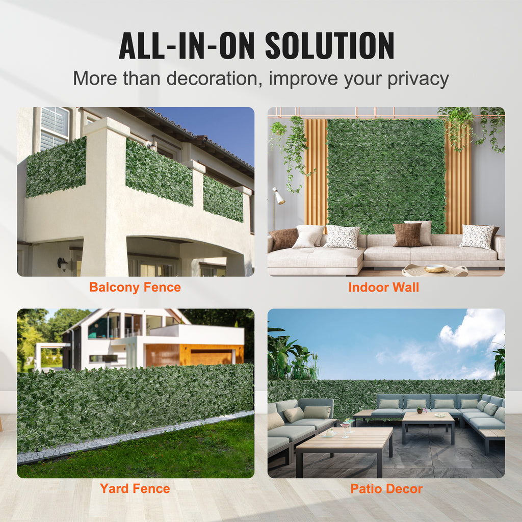 Ivy Privacy Fence, 96 X 72 In Artificial Green Wall Screen, Greenery Ivy Fence With Mesh Cloth Backing And Strengthened Joint, Faux Hedges Vine Leaf Decoration For Outdoor Garden, Yard, Balcony