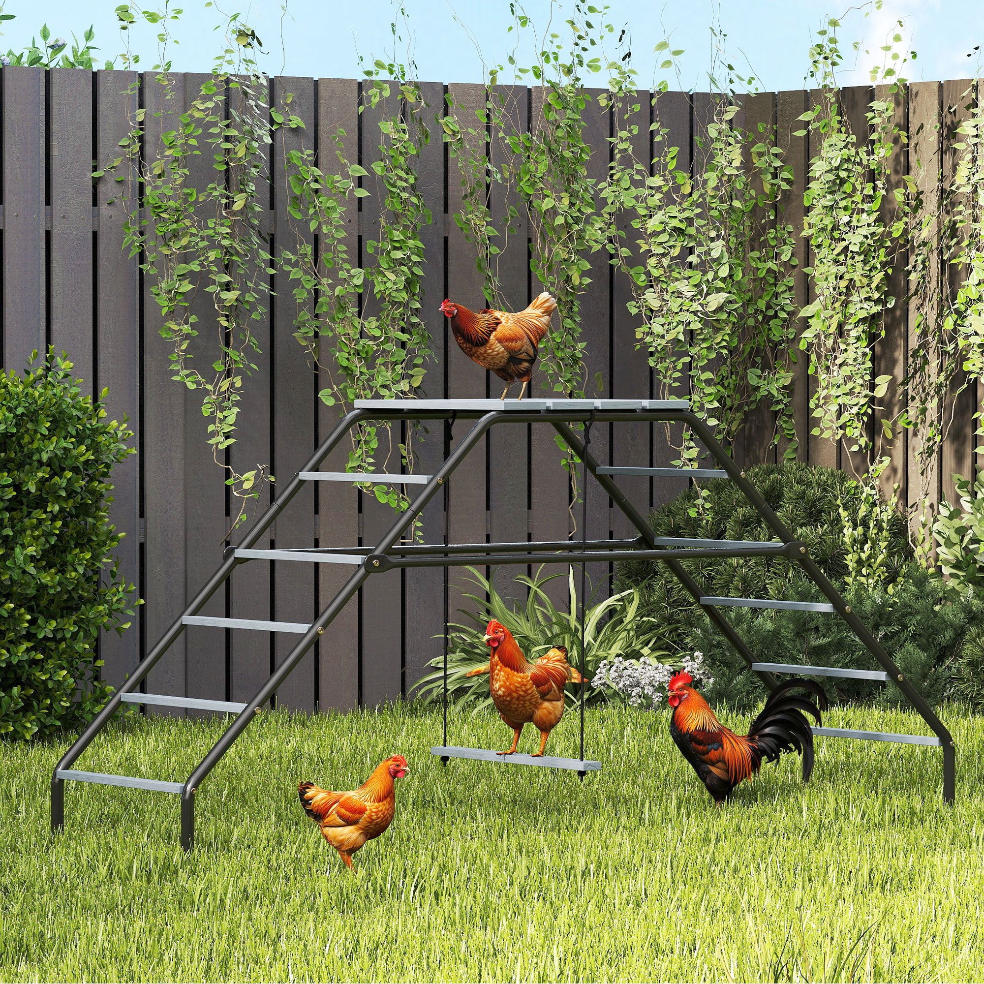 Chicken Coop Perches With Adjustable Swing, 10 Roosting Bars, For Backyard, Farm