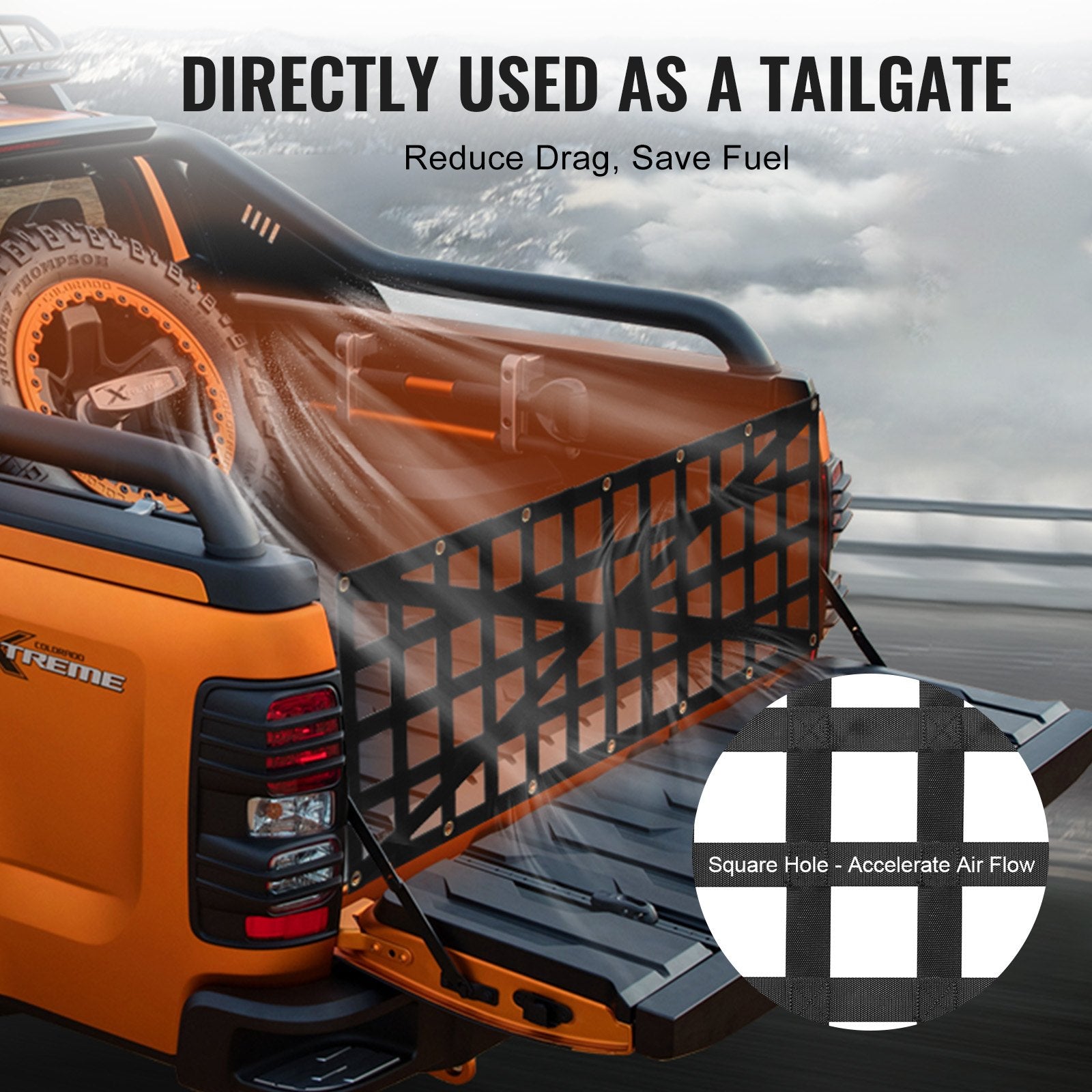 Tailgate Net Pickup Truck Tailgate Net 54" X 18" Adjustable Cross Design