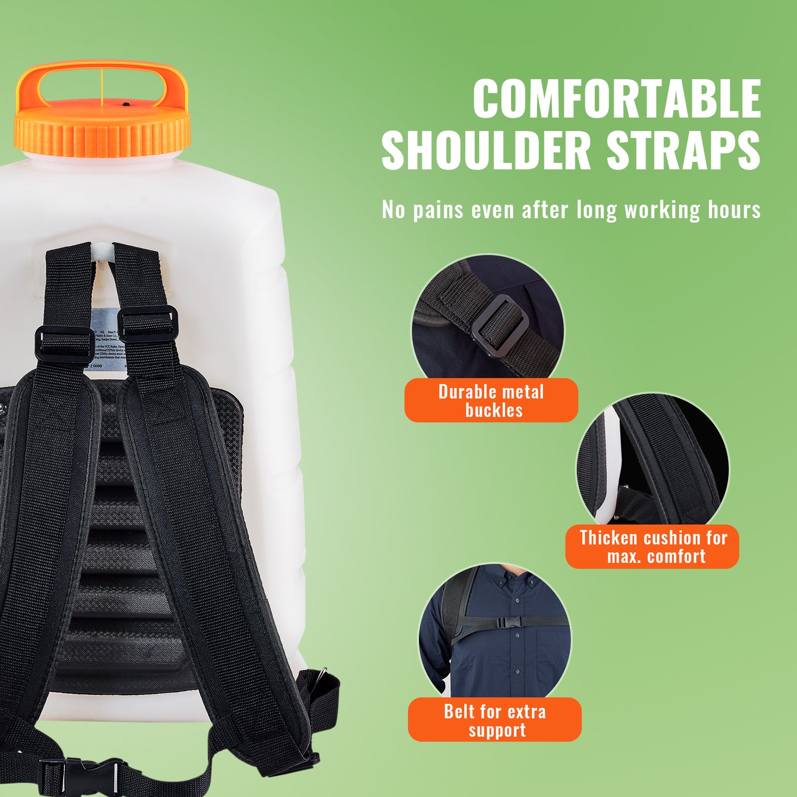 Battery Powered Backpack Sprayer 4 Gal Tank 0-90 PSI Adjustable Pressure