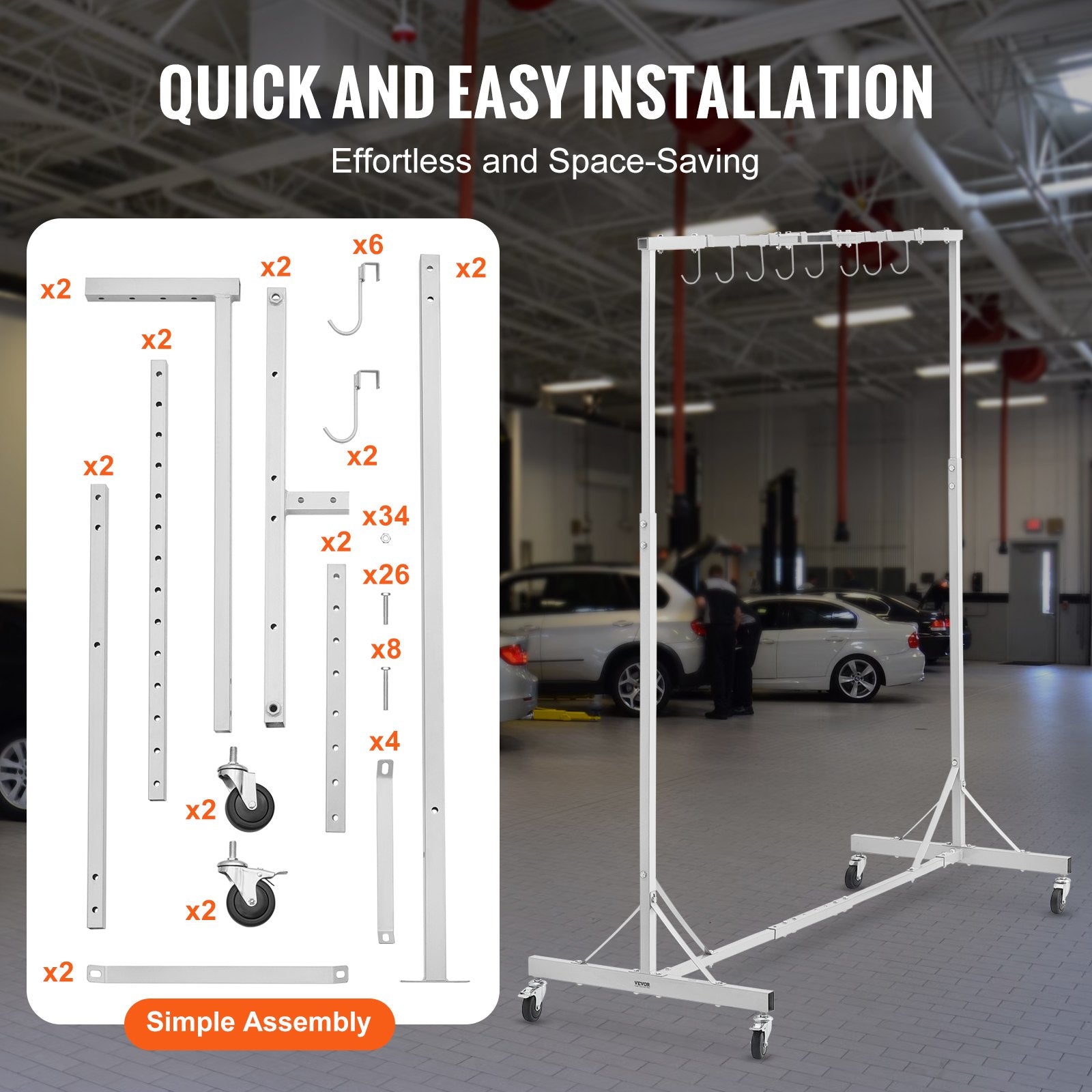 Newly Upgraded  Painting Rack Adjustable Paint Hanger 8 Hooks Auto Body Painting Stand