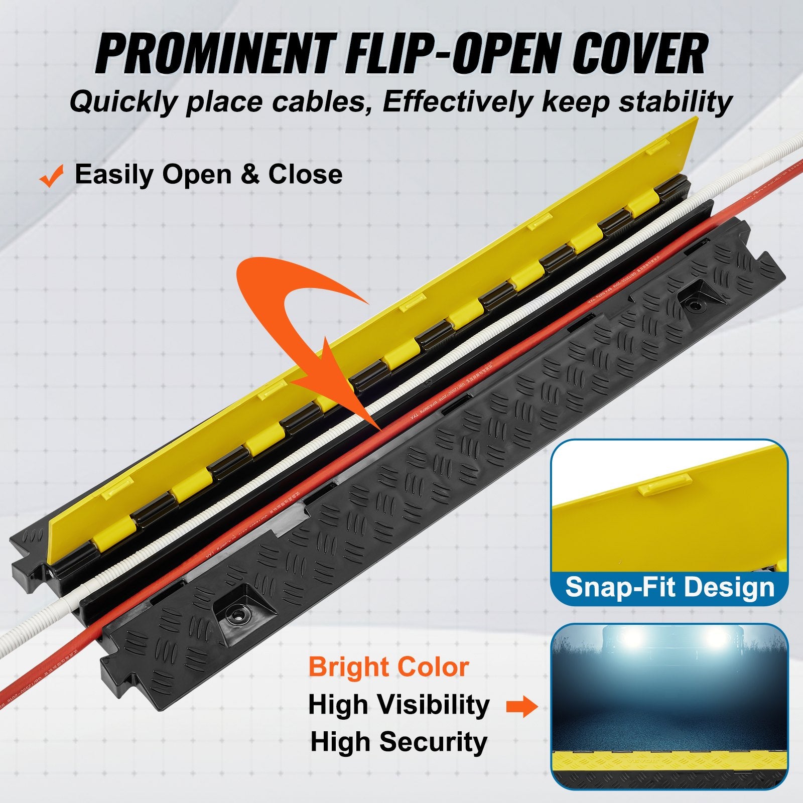 2 Channel Cable Protector Ramp 22000 Lbs Load TPU Wire Cable Cover Ramp
