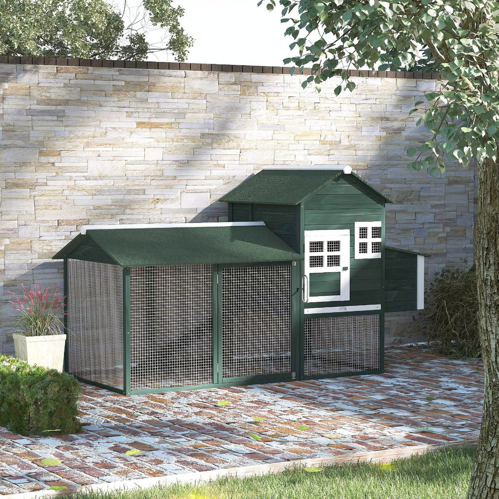 83" Wooden Outdoor Backyard Chicken Coop Fence Rabbit Bunny Hutch House with Covered Run and Nesting Box