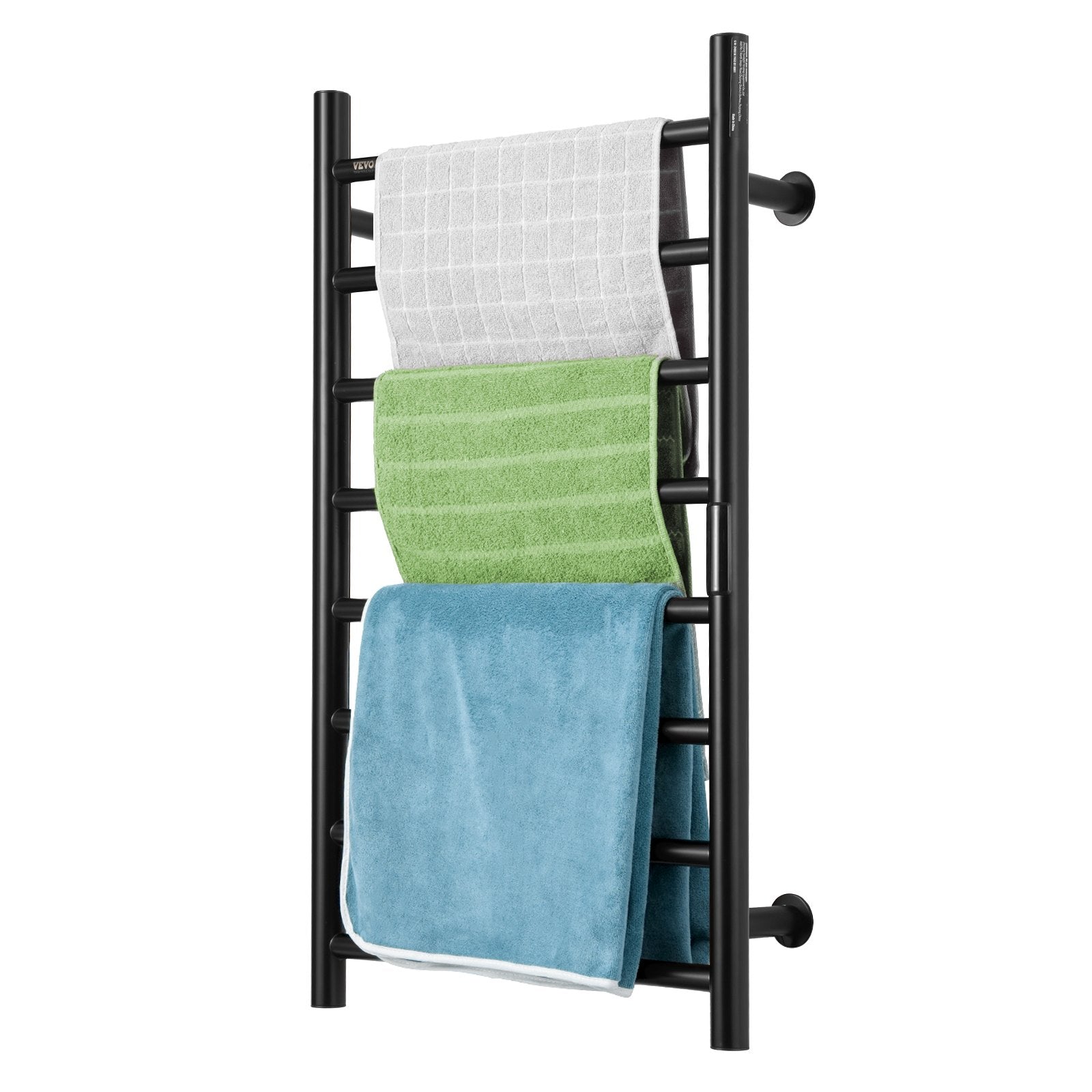 8 Bars Towel Warmer Rack Wall Mounted Heated Towel Rack For Bathroom Black