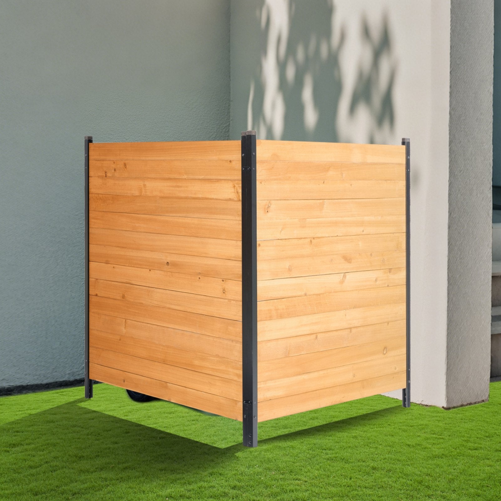 Wooden Privacy Fence 2 Panels Solid Air Conditioner Fence 38' W X 42' L
