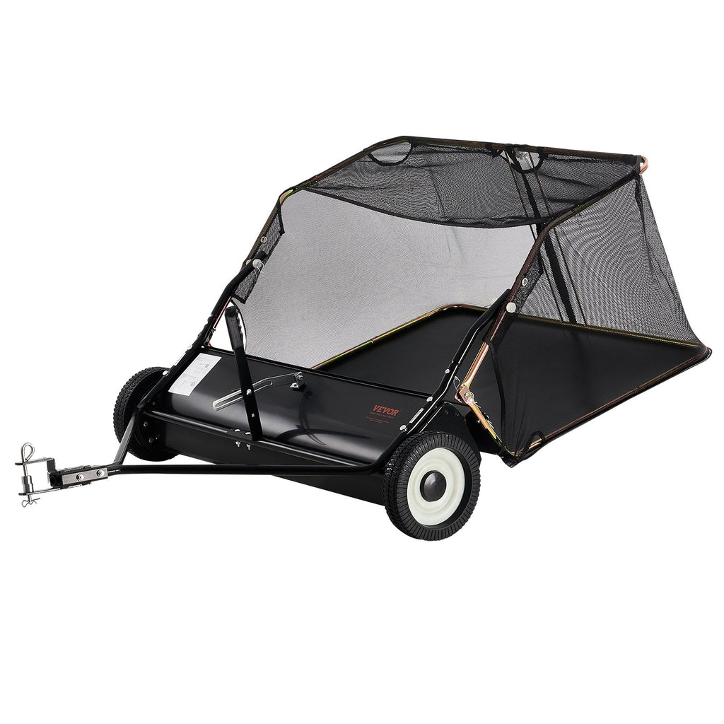 Tow-Behind Lawn Sweeper 42-inch Leaf Yard Collector 12 Cu.ft. Adjustable