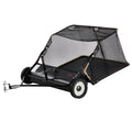 Tow-Behind Lawn Sweeper 42-inch Leaf Yard Collector 12 Cu.ft. Adjustable