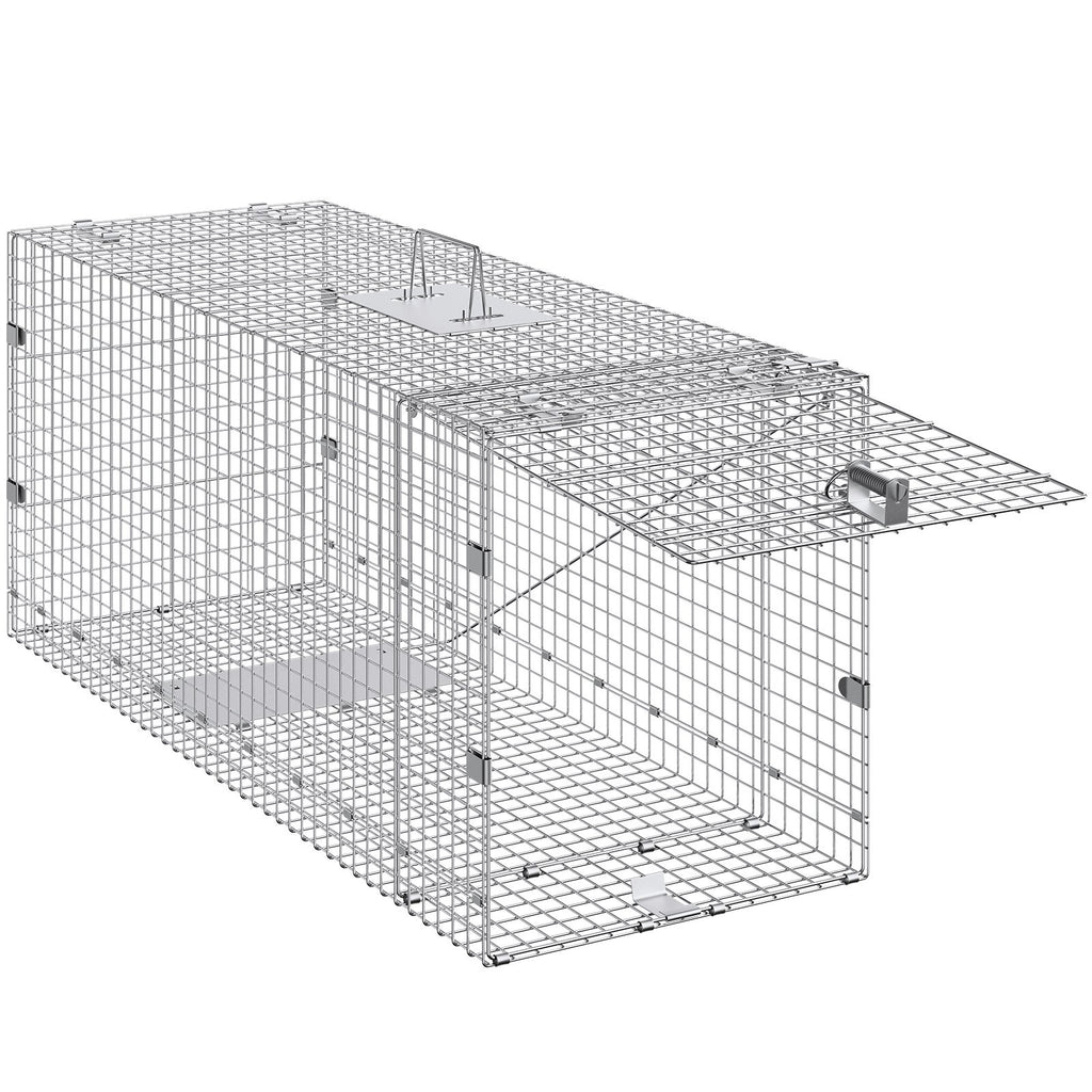 Live Animal Cage Trap, Humane Cat Trap Galvanized Iron, Folding Animal Trap With Handle For Stray Dogs, Armadillos, Raccoons, Marmots, Foxes