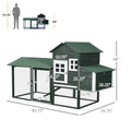 Wooden Chicken Coop, Hen House Outdoor With Run Nesting Box, Asphalt Roof, Removable Tray, Ramp, Poultry Cage For 2-3 Chickens, Green