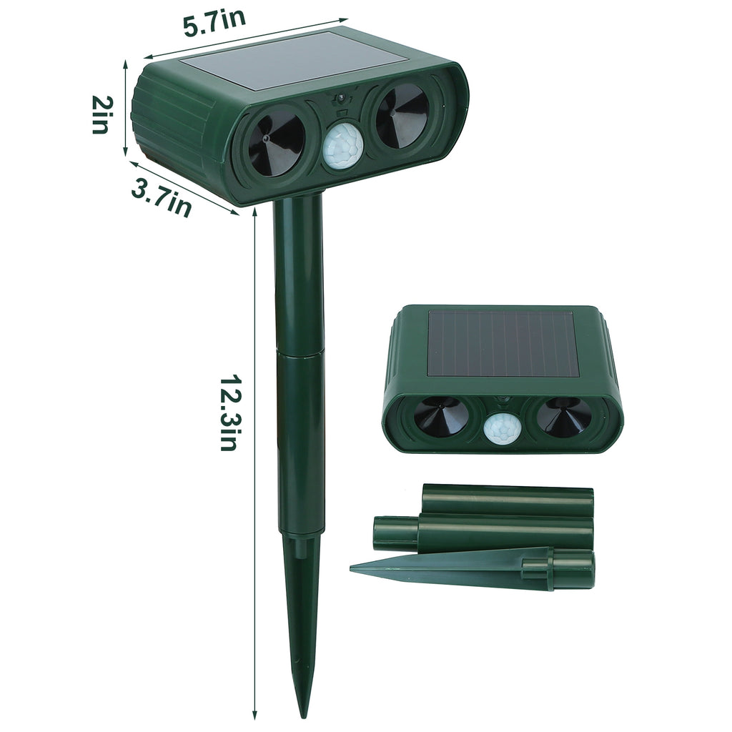 1Pc Ultrasonic Animal Repeller Solar Powered Motion Sensor Repellent IPX4 Waterproof Outdoor For Summer Spring Farm Garden Yard Repelling Deer Raccoon Cat Dog Rabbit Squirrel Bird