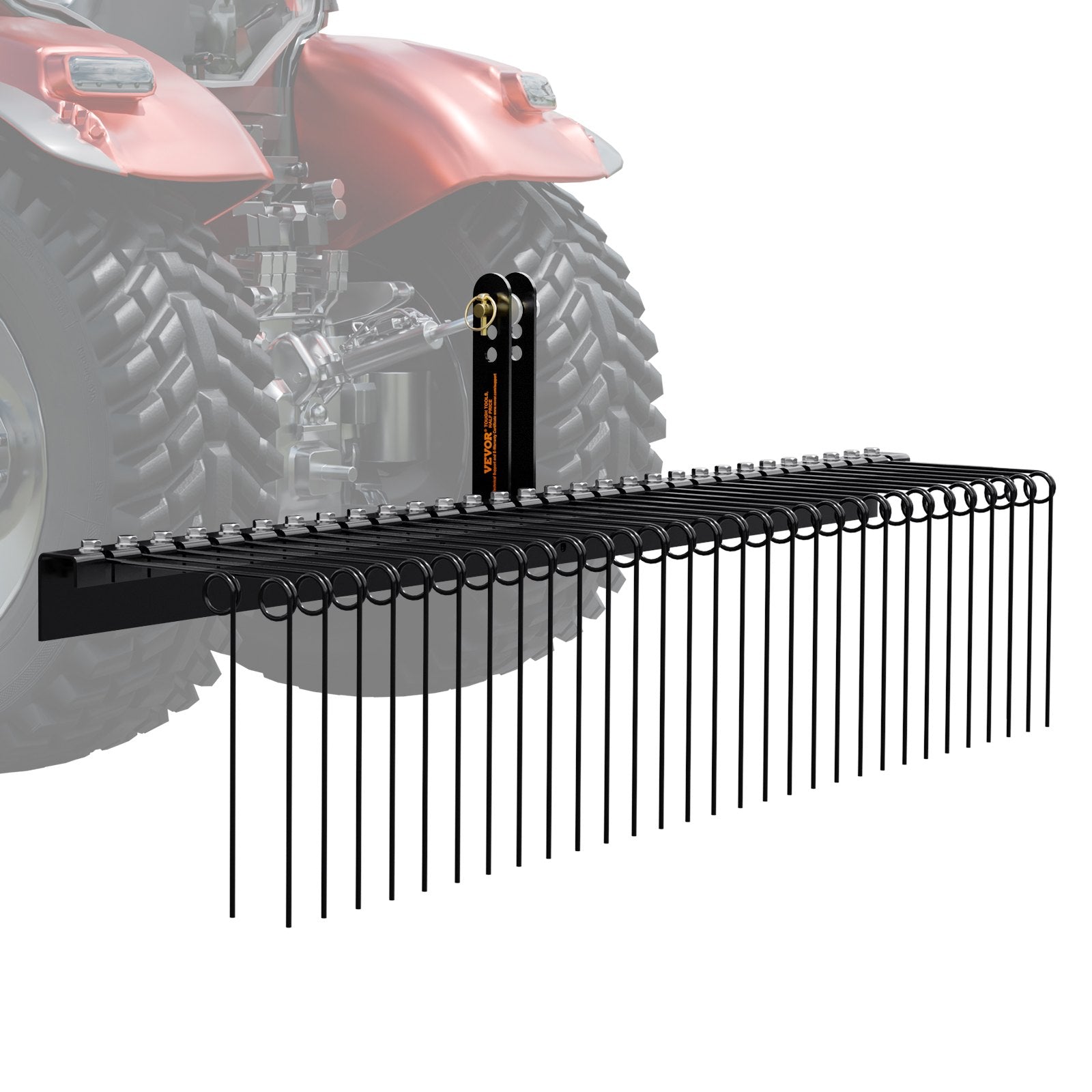 Tow Behind Landscape Rake, 72' Tow Dethatcher With 32 Steel Tines, Lawn Dethatcher Rake Attaches To Category 1, 3 Point Hitch For Tractor, For Leaves, Pine Needles, Straw, And Grass