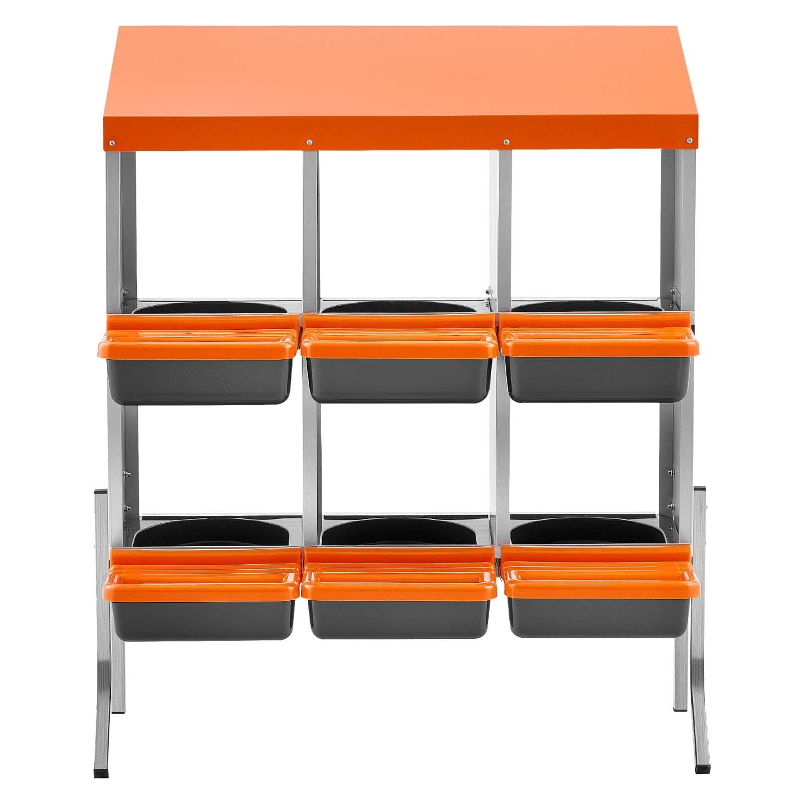 Chicken Nesting Boxes, 6 Compartments, With Support Legs, Easy Egg Collection, Galvanized Steel And High-Strength Plastic, Roll Away Nesting Boxes For Chickens And Hens Laying Eggs, Orange