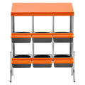 Chicken Nesting Boxes, 6 Compartments, With Support Legs, Easy Egg Collection, Galvanized Steel And High-Strength Plastic, Roll Away Nesting Boxes For Chickens And Hens Laying Eggs, Orange