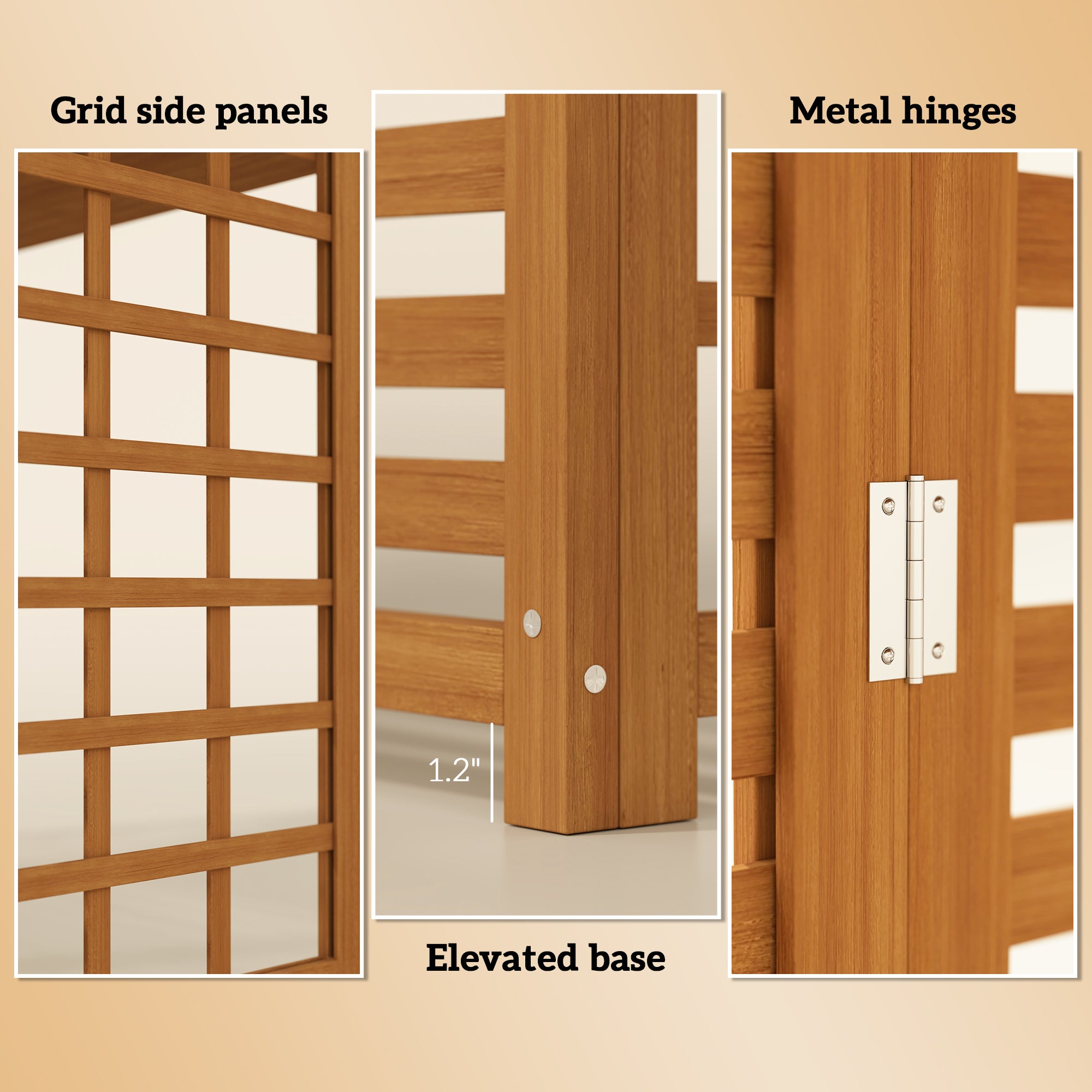 Outdoor Air Conditioner Fence Privacy Screen, Wood AC Fence Potting Table with Shelves for Patio, Light Brown