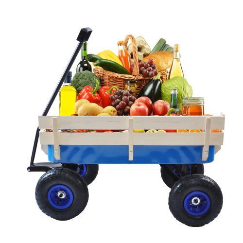 Outdoor Sports Tools Wooden Side Panel Pneumatic Tire Wheelbarrow